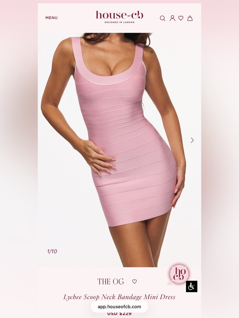 House of cb Lychee Scoop Neck Bandage Mini Dress